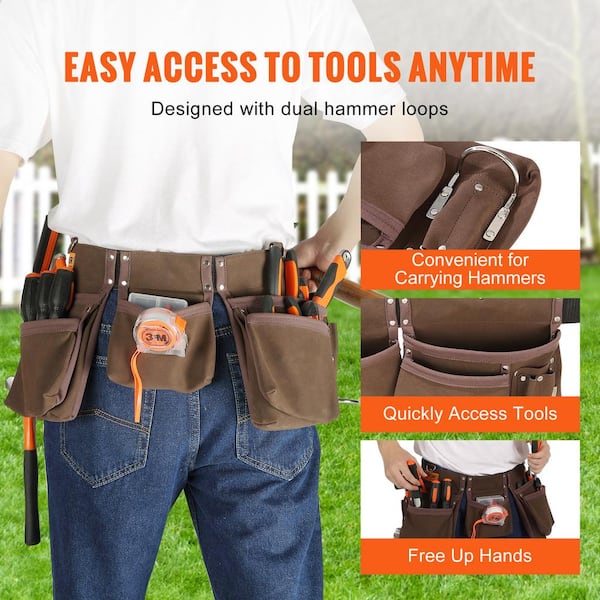VEVOR Tool Belt with Suspenders 29-Pockets Heavy-Duty Tool Belts 29-54 in.  Adjustable Waist Size for Carpenters, Electricians GJDDDLSJK000NVB9JV0 -  The Home Depot