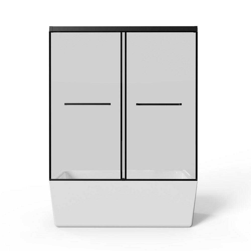 60 in. W x 62 in. H Dual Sliding Tub Door in Matte Black with Clear Tempered Glass price history on PriceWatchPro