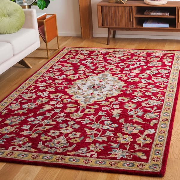Blossom 8 ft. x 10 ft. Red/Ivory Floral Border Area Rug