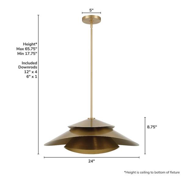 Hunter Fan Company - Hunter Hiro 1 Light Alturas Gold Cone Pendant Lighting for Kitchen