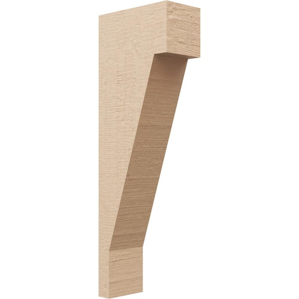 Ekena Millwork 4 in. x 24 in. x 8 in. Series 2 Thin Burlington Rough Cedar Woodgrain Timberthane Polyurethane Corbel, Primed Tan
