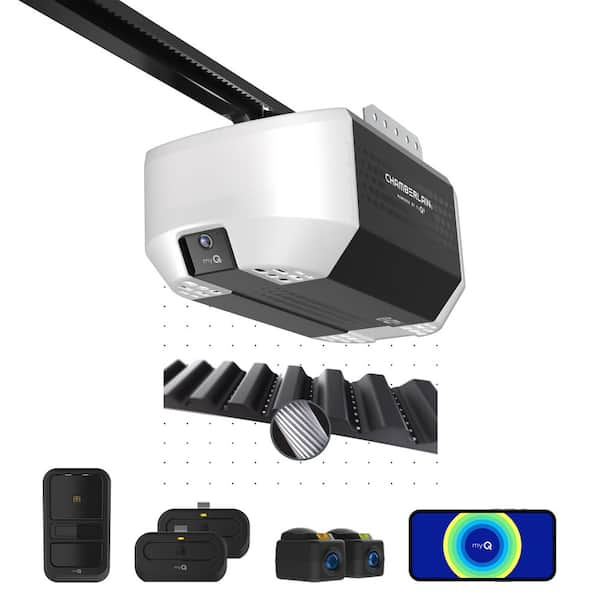 3/4 HP Smart Belt Drive Garage Door Opener with Motion Sensing Wall Control, Camera