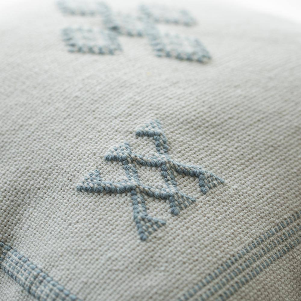 Bohemian Grey & White Cotton 16" Square Throw Pillow with Tassels