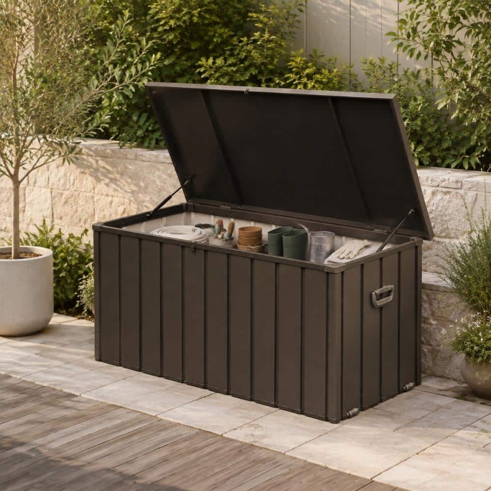 120 Gal. Steel Outdoor Deck Box, Lockable Patio Storage Box with Wheels & Handles for Cushions, Tools & Pool Supplies price history on PriceWatchPro