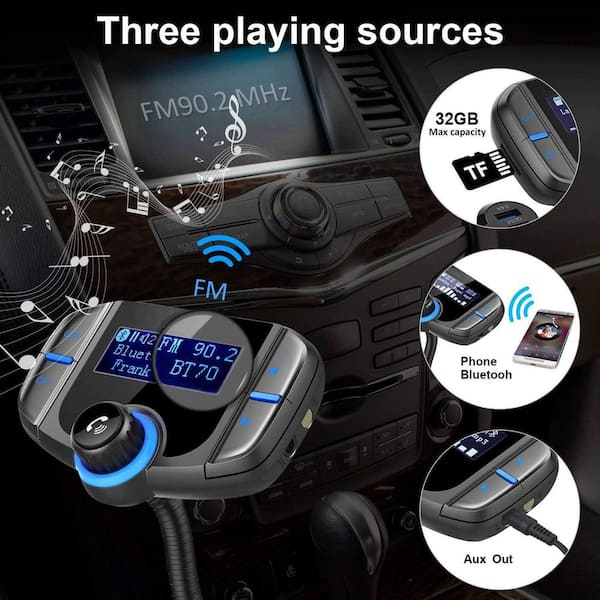 OBJLGEV Bluetooth FM Transmitter Wireless Radio Adapter Car Kit