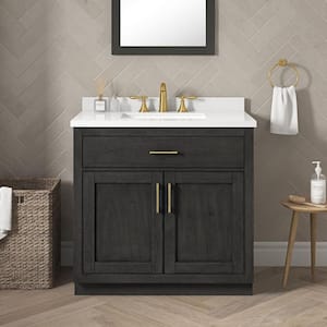 Bailey 36 in. Single Sink Matte Black Bath Vanity with White Quartz Counter Top (Assembled)