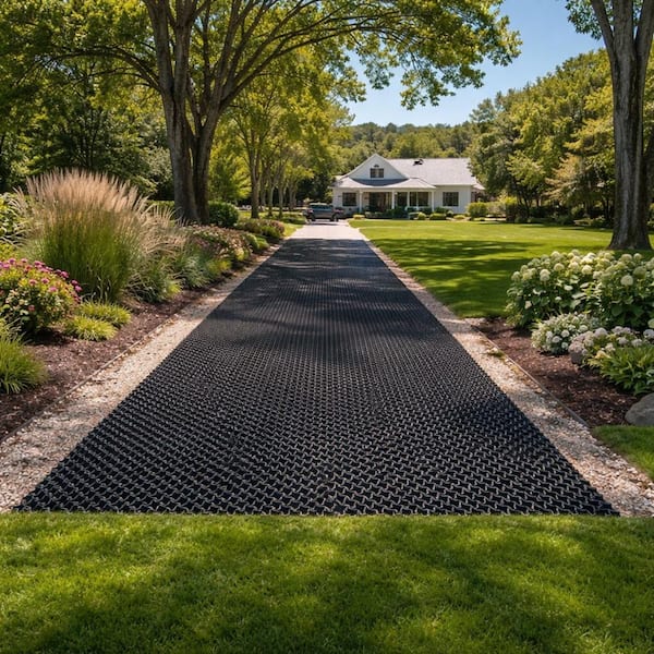 25 × 17 × 2 in. Black Permeable Pavers, Recycled Plastic Driveway Grid, Load Class A-D, 14-Pieces / 2.5 sq. ft. / Pallet