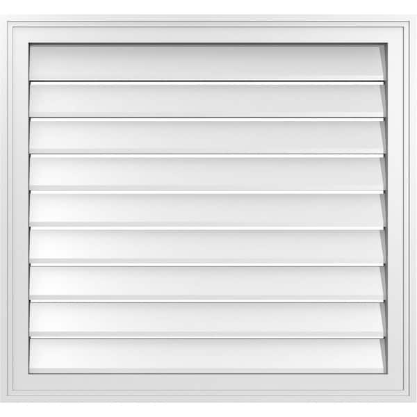 Ekena Millwork 30" x 28" Vertical Surface Mount PVC Gable Vent: Functional with Brickmould Frame