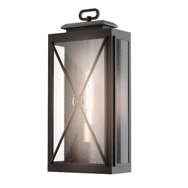 LumLight Revington 8.98 in. Plug and Play 1-Light Zinc Outdoor Wall Light Coach Sconce with SkyPlug