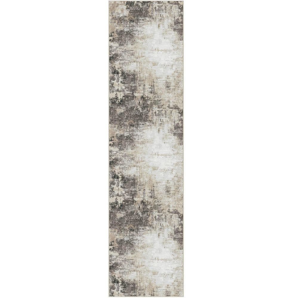 Black Hole Black/Brown 2 ft. x 8 ft. Modern Abstract Washable Runner Rug price history on PriceWatchPro