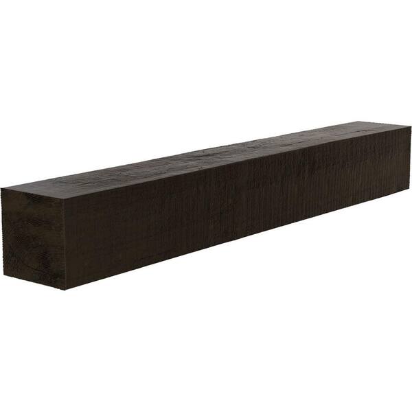 Ekena Millwork 4 in. x 8 in. x 7 ft. Rough Cedar Faux Wood Beam Fireplace Mantel in Premium Walnut