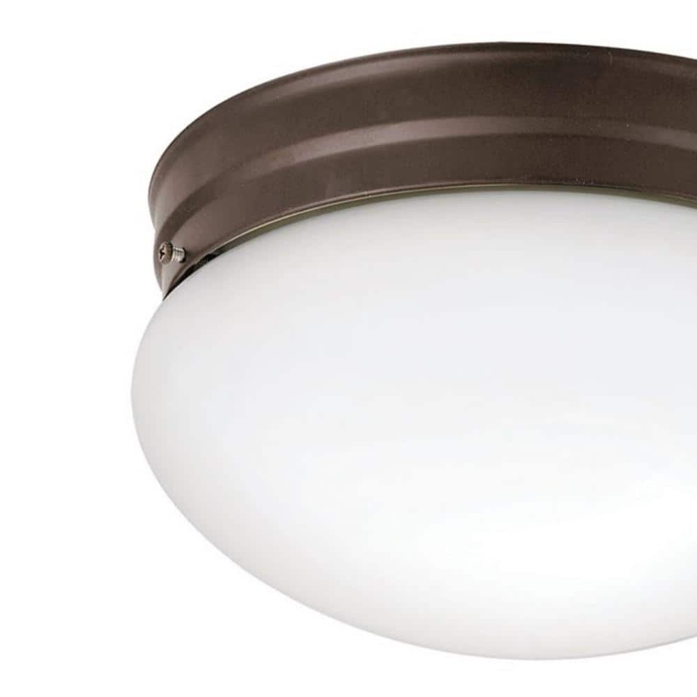 Olde Bronze 9" White Glass Bowl Flush Mount Ceiling Light