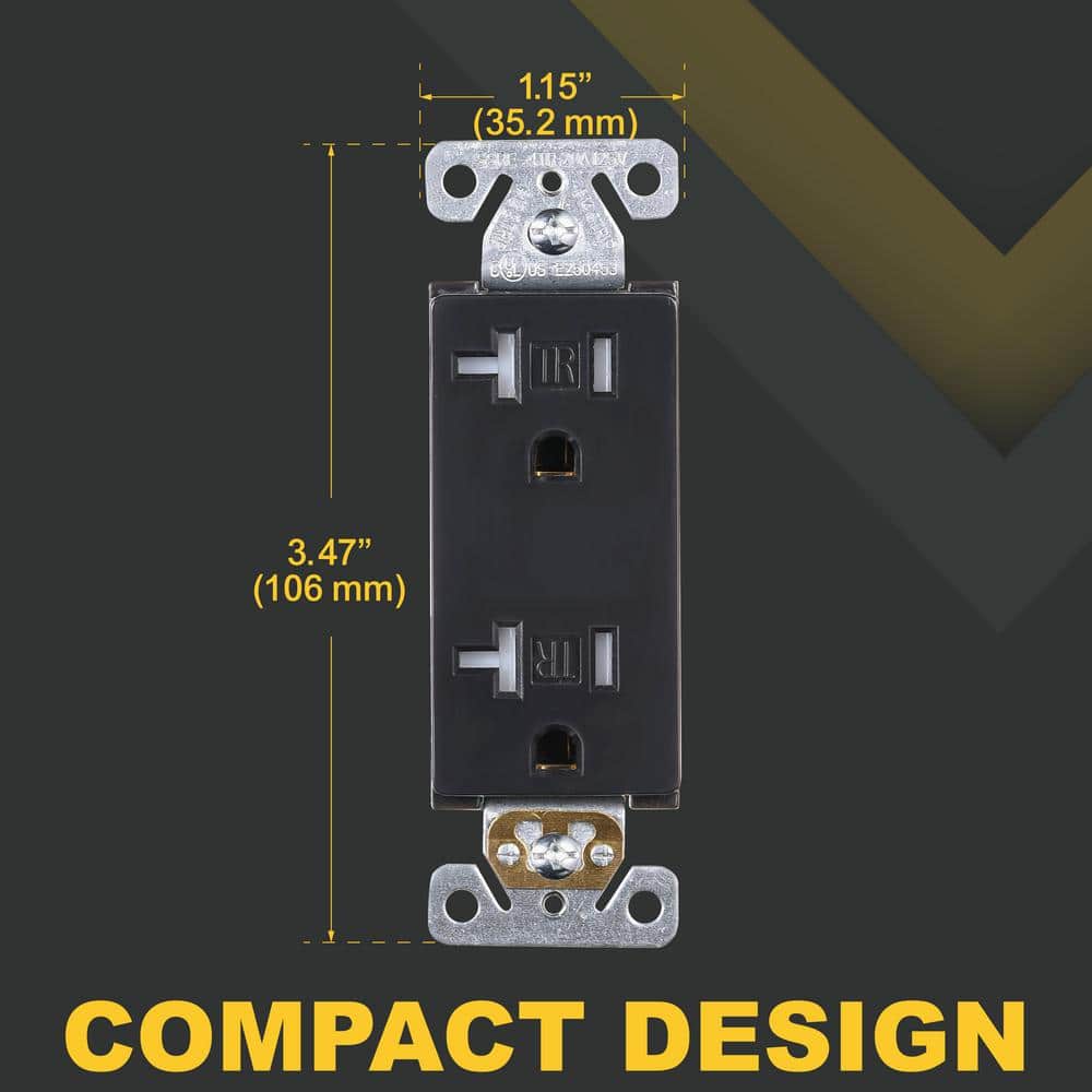 Black Tamper-Resistant Duplex Outlet with Wall Plate