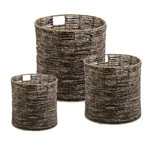 Coastal Collection 15.75 in. x 15.75 in. x 15.75 in. Brown Stackable Maize Basket (3-Pack)
