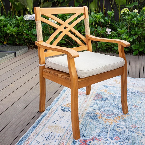 Miscool Anky Gray Acacia Wood Outdoor Lounge Chair, Dining Chair