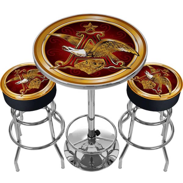 Unbranded A & Eagle 3-Piece Round Acrylic Top Chrome Bar Table Set Seats 2