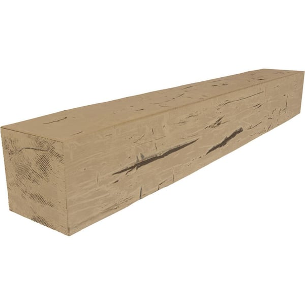 Ekena Millwork 6 in. x 8 in. x 4 ft. Hand Hewn Rustic Faux Wood Beam Fireplace Mantel in Natural Pine