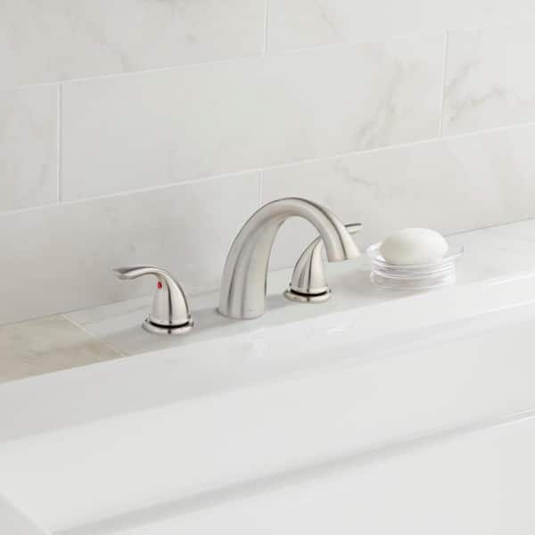 Builders 2-Handle Deck-Mount Roman Tub Faucet in Brushed Nickel