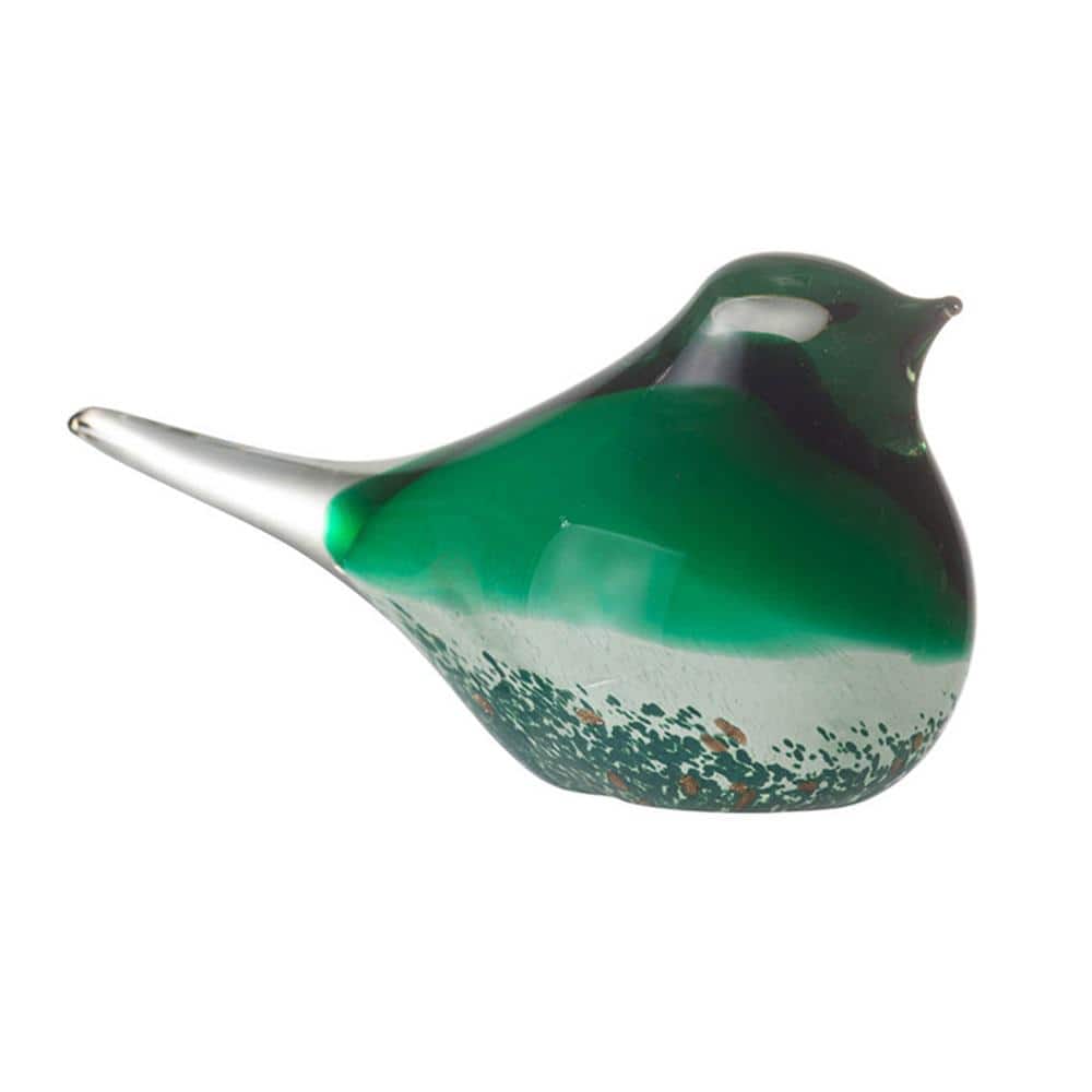 Elegant Green Glass Bird Figurines Set