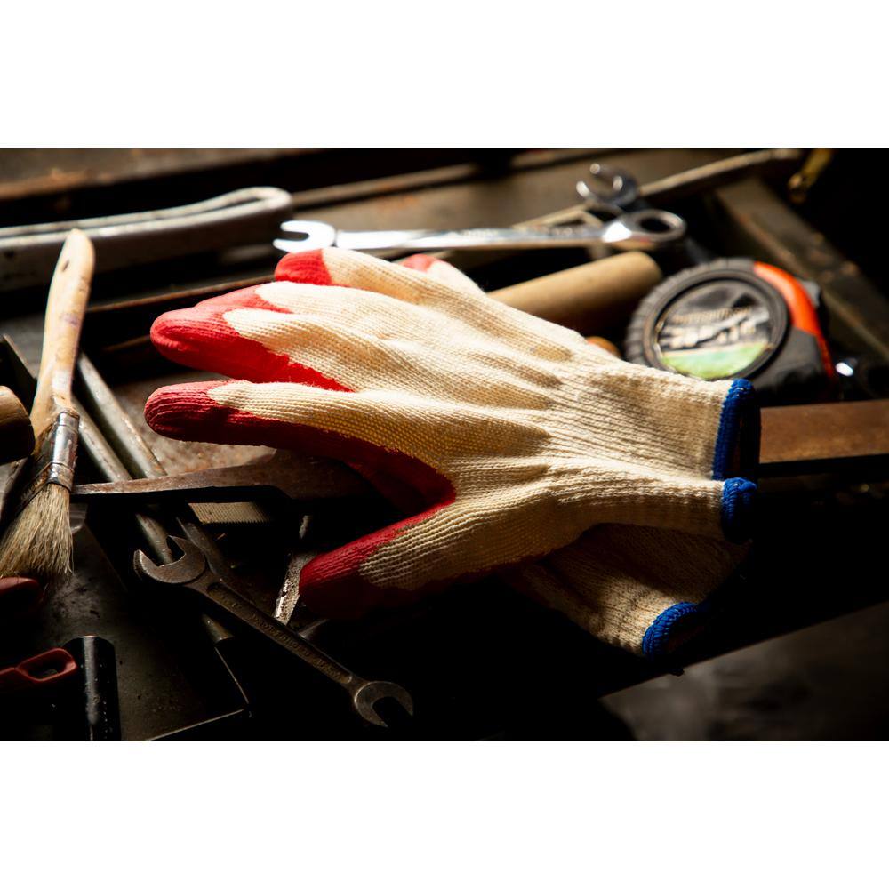 Large Red Latex Dipped Knit Work Gloves, 10 Pairs