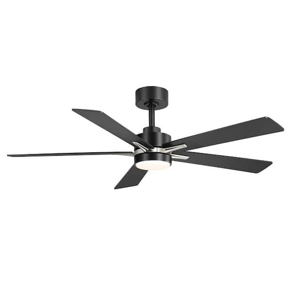 Breezary Valerie 52 in. Indoor Black/Nickel Ceiling Fan with Integrated LED Light and Remote Control Included