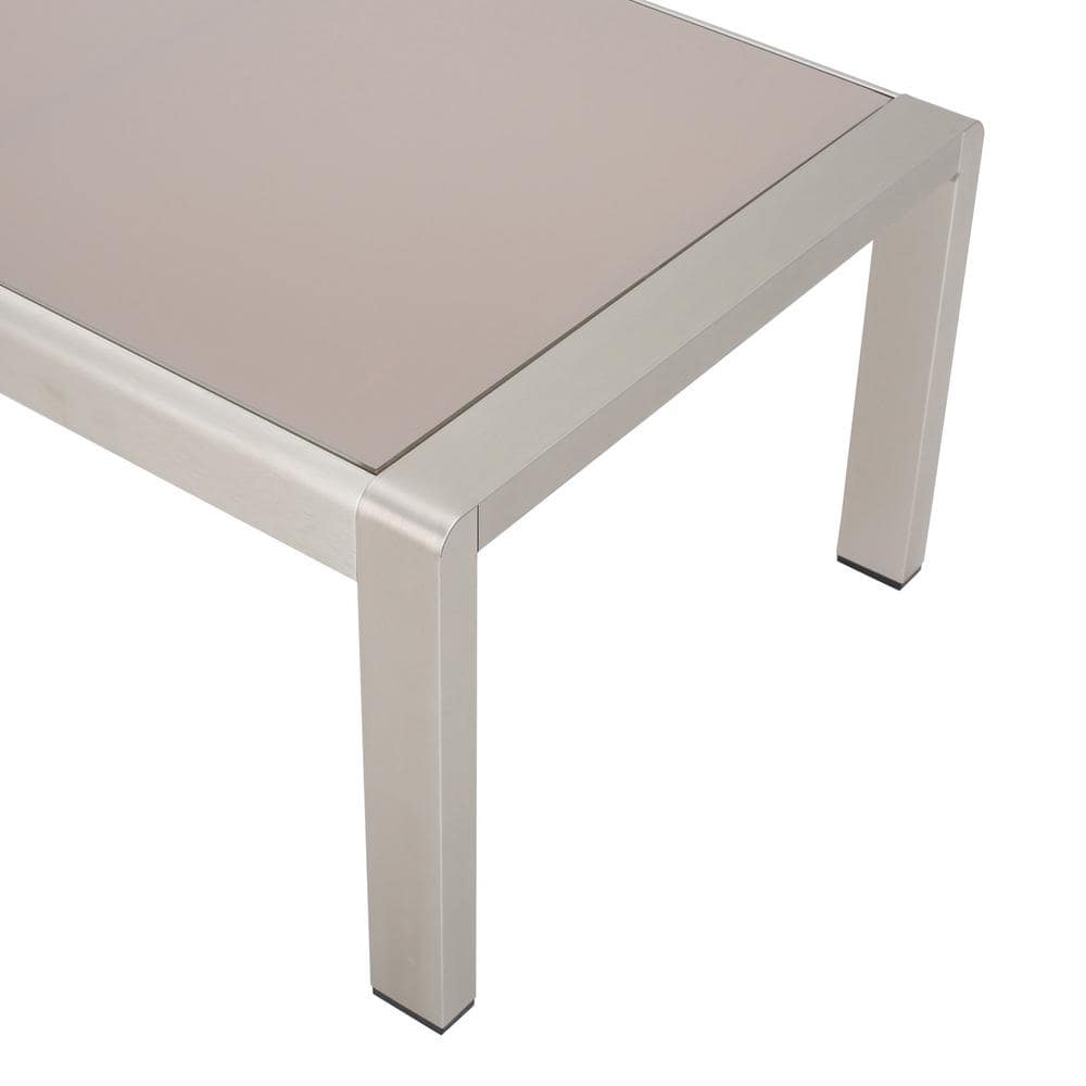 Cape Coral 5-Piece Silver Aluminum Patio Set with Khaki Cushions