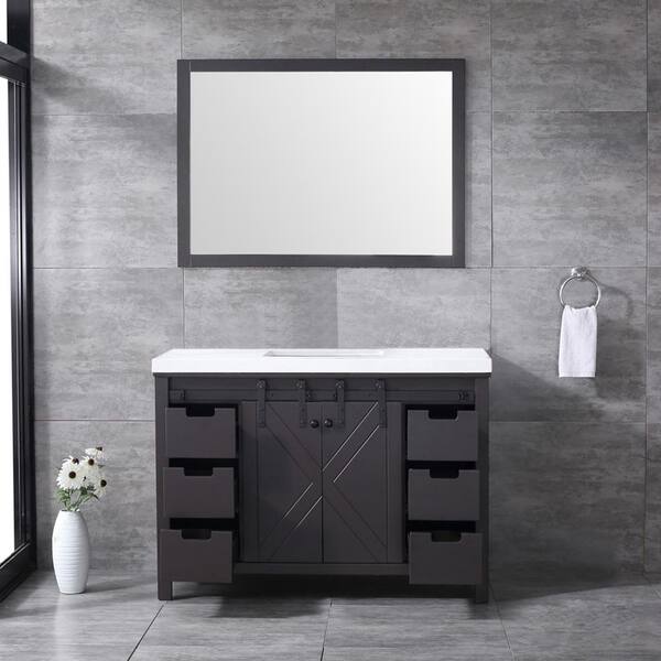 Lexora Marsyas 48 Inch Single Bathroom, 48 Inch Black Vanity Mirror