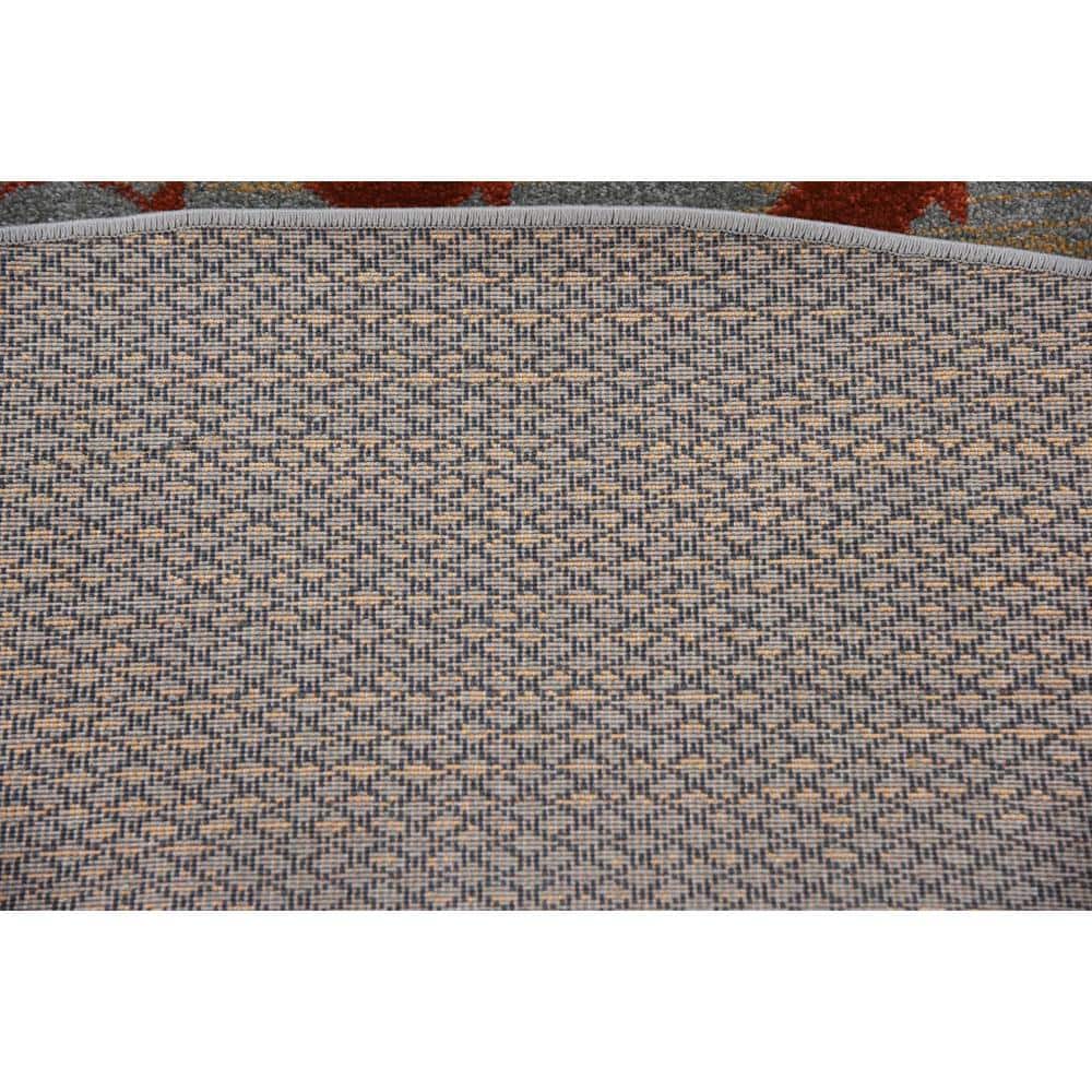Blue and Light Blue Round Synthetic Easy Care Rug