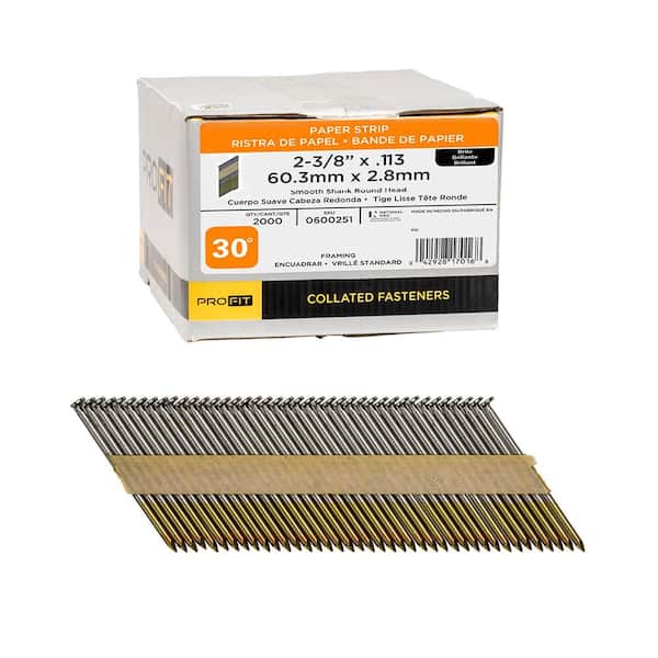 2-3/8 in. x 0.113-Gauge 36° Brite Finish Smooth Shank Paper Tape Collated Framing Nails (2000-Per Box)