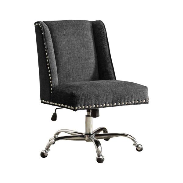 Benjara Gray and Silver Height Adjustable Swivel Fabric Office Chair