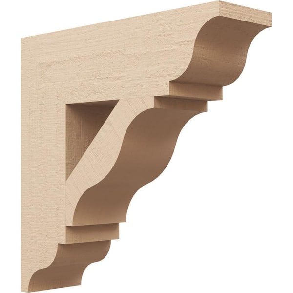 Ekena Millwork 5.5 in. x 20 in. x 20 in. Funston Traditional Rough Cedar Woodgrain Timberthane Polyurethane Bracket, Primed Tan