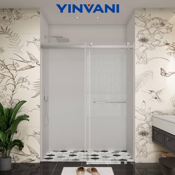 YINVANI 60 in. W x 76 in. H Double Sliding Frameless Bath Shower Door
