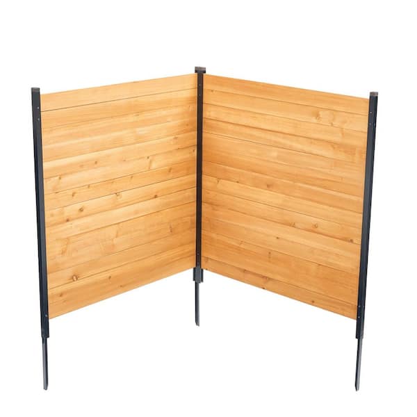 Wood Privacy Fence, 38 in. W x 42 in. L, 2-Panel Solid Screen for Air Conditioner, Includes Metal Stakes, Simple Setup