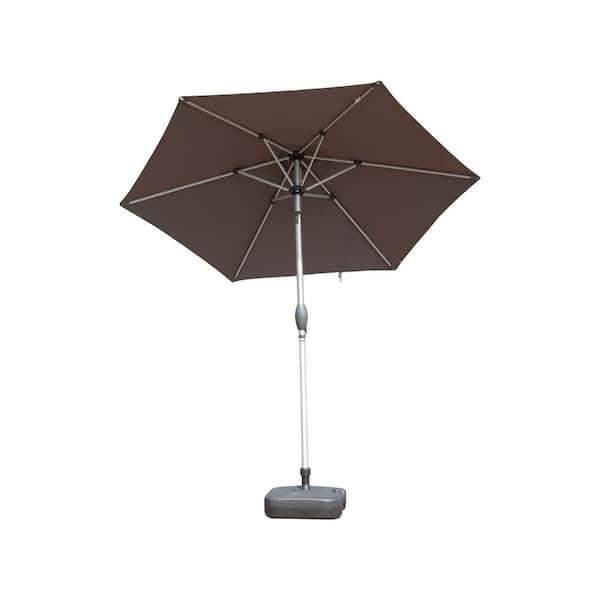 Unbranded 7.5 ft. Aluminium Outdoor Market Table Patio Umbrella with Button Tilt, Crank and 8 Sturdy Ribs for Garden in Gray