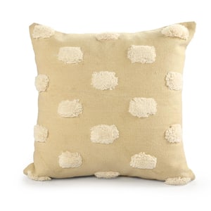 Pom Pom Cream / White 20 in. x 20 in. Textured Decorative Indoor Throw Pillow