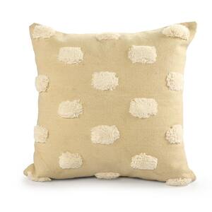 Pom Pom Cream / White 20 in. x 20 in. Textured Decorative Throw Pillow