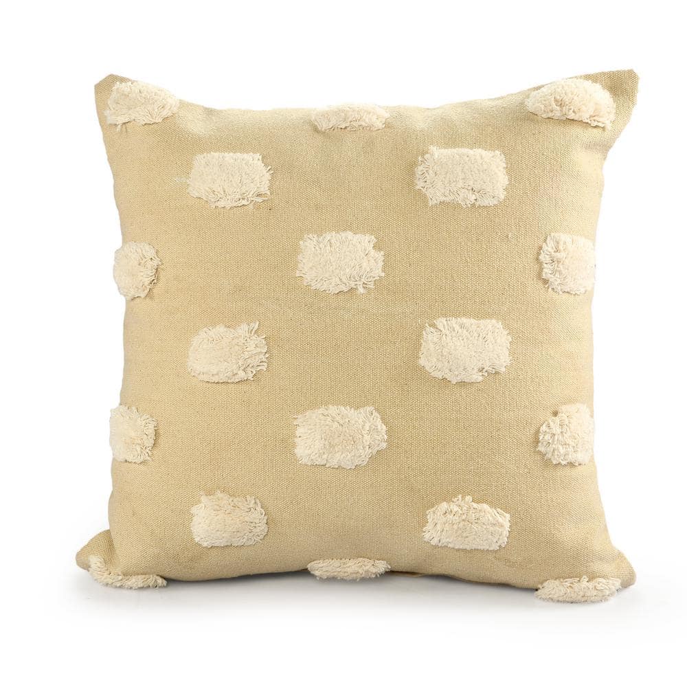 Pom Pom Cream / White 20 in. x 20 in. Textured Decorative Indoor Throw Pill