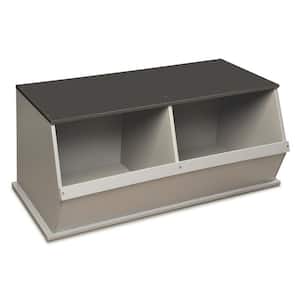 Woodgrain/Gray Two Bin Stackable Storage Cubby
