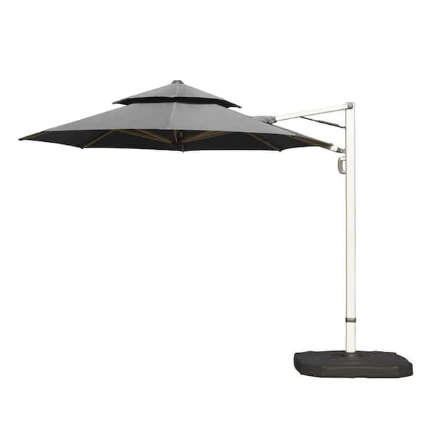 TIRAMISUBEST 10 ft. Aluminium Round Cantilever Patio Umbrella in Gray, with Center Pole