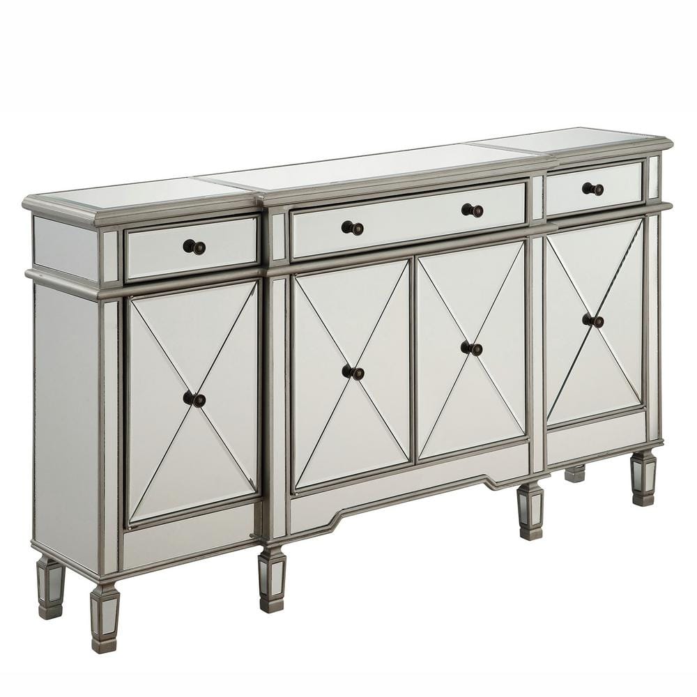 Timeless Home 3-Drawer / 4-Door in Hand Rubbed Antique Silver Storage Cabin