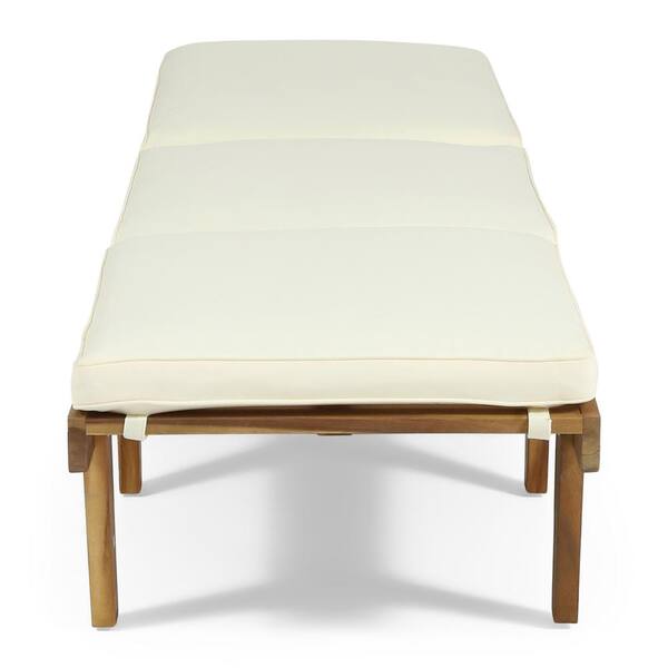 Noble House Wyatt Teak 2 Piece Wood Outdoor Chaise Lounge With Cream Cushions 67000 The Home Depot Noble House Wyatt Teak 2 Piece Wood, Wyatt Outdoor Furniture