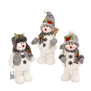 16 in. H Assorted Plush Snowmen (Set of 3)