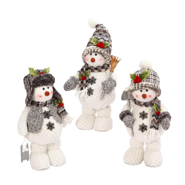 GERSON INTERNATIONAL 16 in. H Assorted Plush Snowmen (Set of 3)