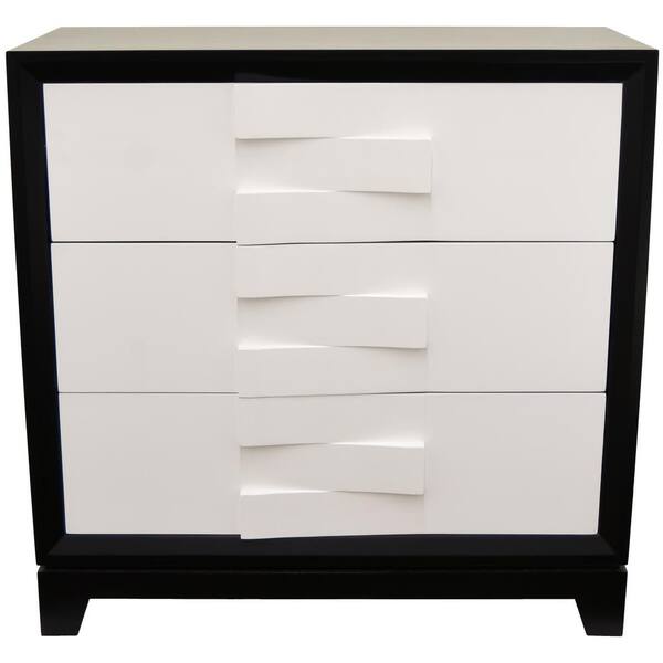 THREE HANDS White Wood Cabinet with 3-Drawers