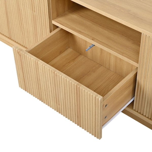 Harper & Bright Designs 78.7 in. Acacia Wood Color TV Stand Fits