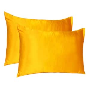 Amelia Goldenrod Solid Color Satin Queen Pillowcases (Set of 2)