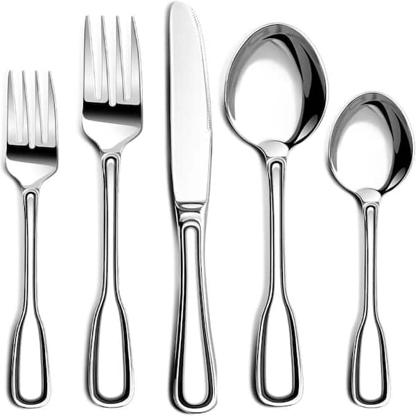 30-Piece Silver Heavy Duty Stainless Steel Cutlery Set with Wide Handles(Service for 6)