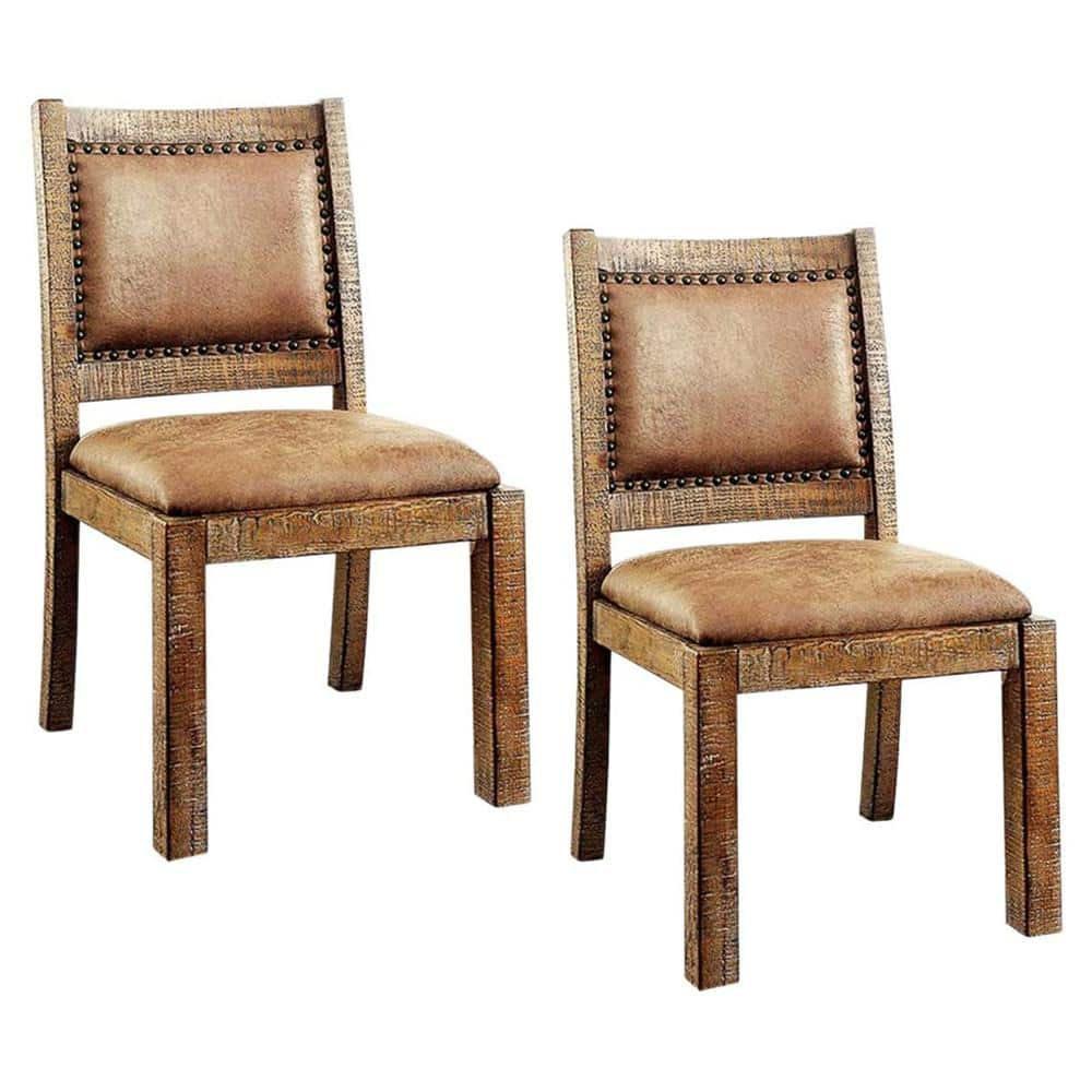 COLETTE Rustic Pine and Browndustrial Style Side Chair -  William's Home Furnishing, CM3829RA-SC-2PK