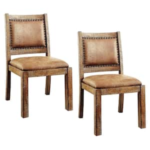 COLETTE Rustic Pine and Browndustrial Style Side Chair