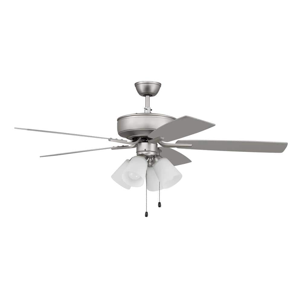 Pro Plus-114 52 in. Indoor Dual Mount Brushed Satin Nickel Ceiling Fan with 4-Light White Glass LED Light Kit price history on PriceWatchPro